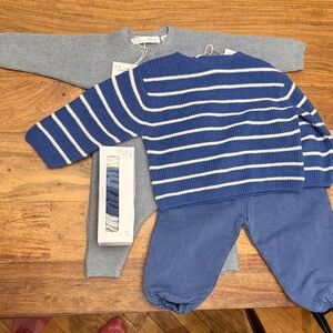 Zara Blue and Gray Striped Baby Outfit